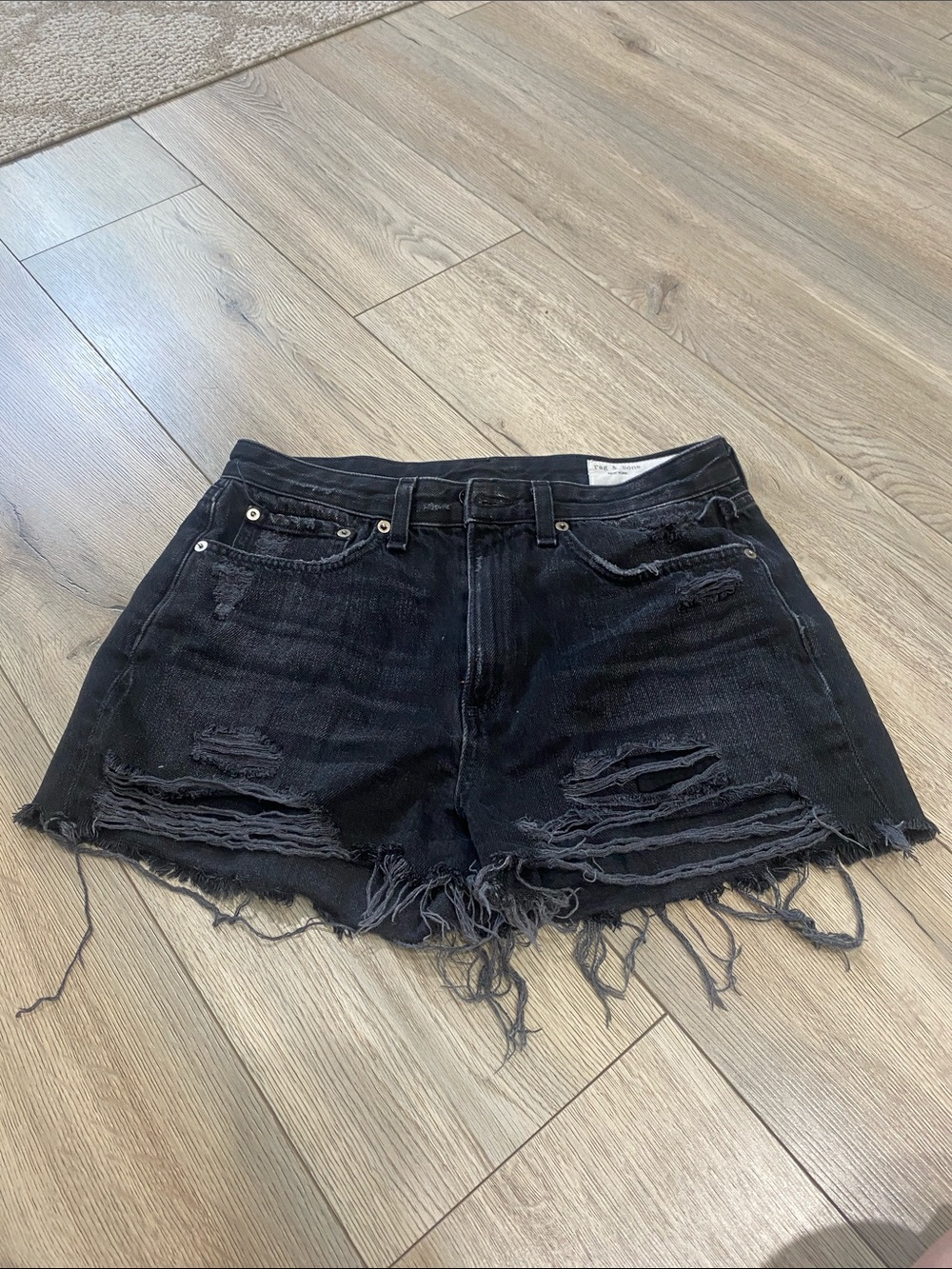 Rag & Bone Maya Women’s Black Distressed Denim Shorts